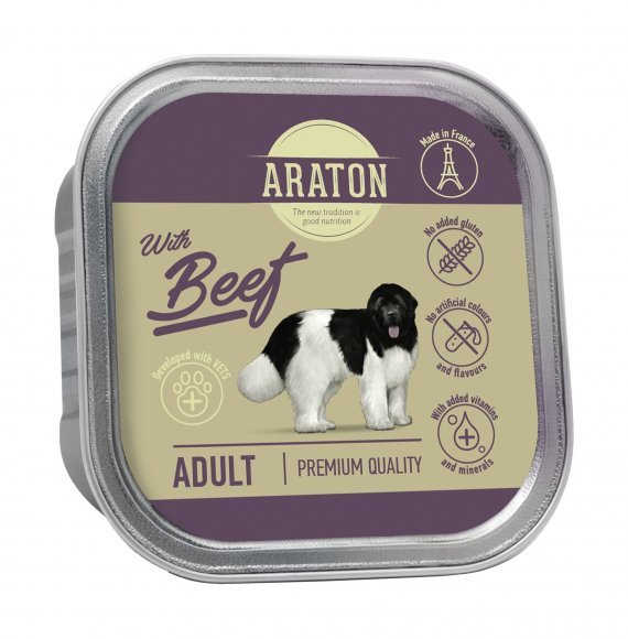 Araton - Консервы безглютеновые консервы для взрослых собак, с говядиной 150г