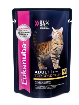 Eukanuba Adult Top Condition - Влажный корм для кошек, с курицей 85 гр Eukanuba Adult Top Condition - Влажный корм для кошек, с курицей 85 гр