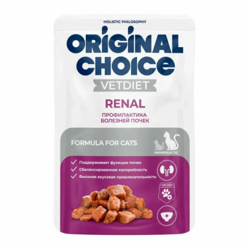 Original Choice Vetdiet Renal - Пауч для взрослых кошек, профилактика болезней почек, 85гр