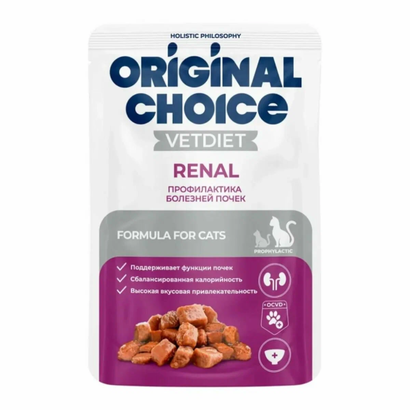 Original Choice Vetdiet Renal - Пауч для взрослых кошек, профилактика болезней почек, 85гр