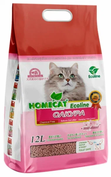 Homecat - Комкующийся наполнитель для кошачьих туалетов с ароматом сакуры (Ecoline)