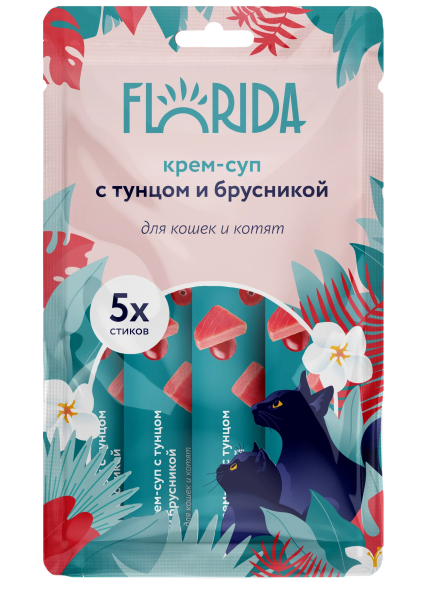 Florida - Крем-суп для котят и кошек, с тунцом и брусникой 75 гр