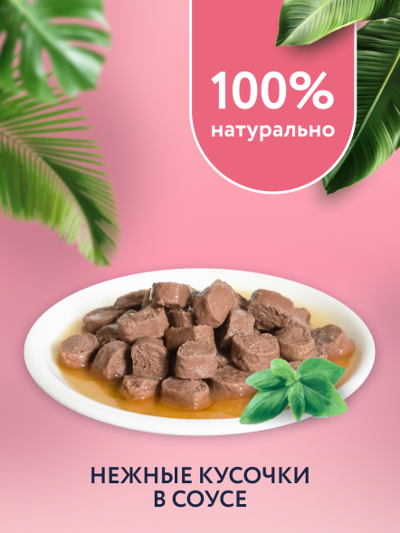 Florida - Паучи для взрослых кошек, Кусочки с Телятиной и Клюквой в соусе, 85 гр
