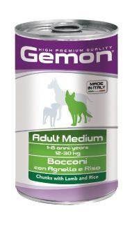 Gemon Dog Medium  -  Консервы для собак средних пород, кусочки ягненка с рисом 1250г