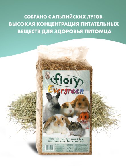 Fiory Evergreen - Сено для грызунов, 1 кг
