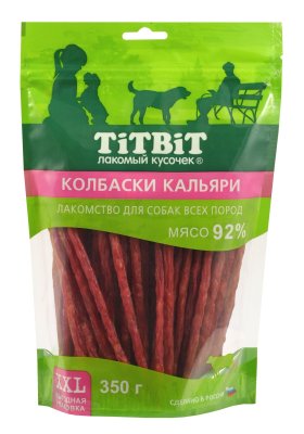 TiTBiT - Колбаски Кальяри для собак всех пород (выгодная упаковка XXL) 350гр TiTBiT - Колбаски Кальяри для собак всех пород (выгодная упаковка XXL) 350гр