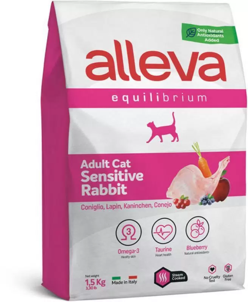 Alleva Equilibrium Sensitive - Сухой корм для взрослых кошек, при чувствительном пищеварении, Кролик с Рисом