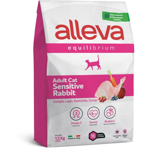 Alleva Equilibrium Sensitive - Сухой корм для взрослых кошек, при чувствительном пищеварении, Кролик с Рисом