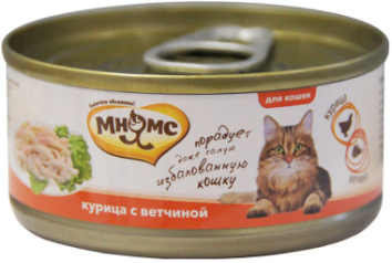 Мнямс - Консервы для кошек Курица с ветчиной в нежном желе 70 г