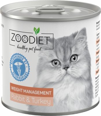 Четвероногий Гурман - ZOODIET Weight Management - Корм консервированный для кошек, склонных к ожирению, с кроликом и индейкой, 240 г Четвероногий Гурман - ZOODIET Weight Management - Корм консервированный для кошек, склонных к ожирению, с кроликом и индейкой, 240 г