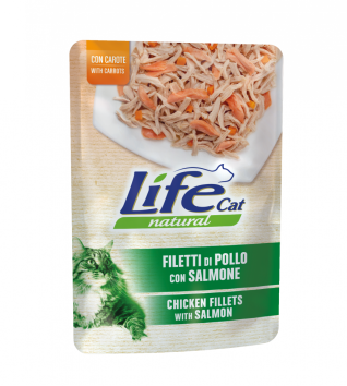 LifeCat - Консервы для кошек с Курицей и Лососем, в соусе, 70 гр