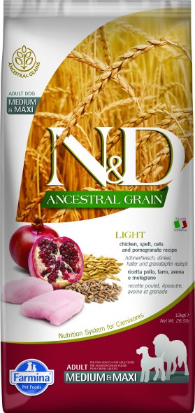 Farmina Ancestral Grain - Корм облегченный для собак средних и крупных пород, Цыпленок с Гранатом и Спельтой