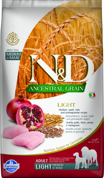Farmina Ancestral Grain - Корм облегченный для собак средних и крупных пород, Цыпленок с Гранатом и Спельтой