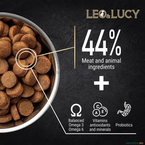 Leo &amp;amp; Lucy - Сухой корм для взрослых собак всех пород, с уткой и тыквой 4.5 кг