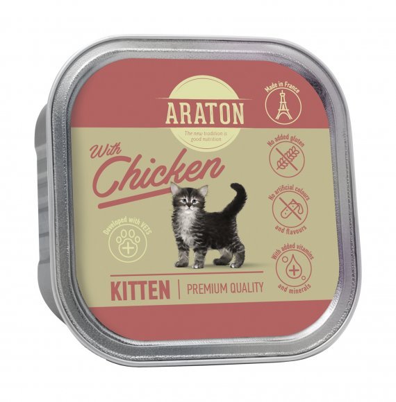 Araton - Консервы безглютеновые консервы для котят, с курицей 85г