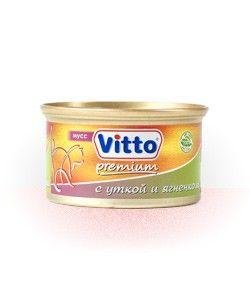 Vitto - Консервы для кошек мусс с уткой и ягненком 85г