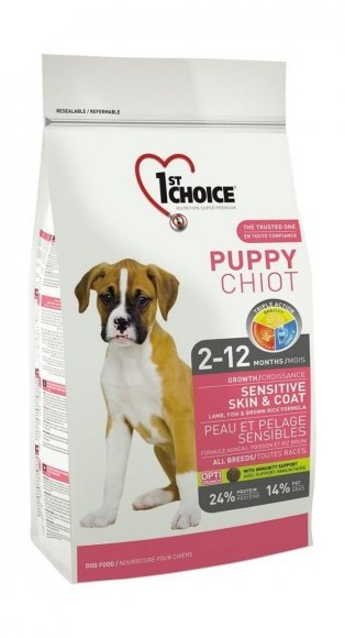 1St Choice Puppy Sensitive Skin & Coat - корм для щенков с чувствительной кожей и для шерсти, ягненок, рыба и рис
