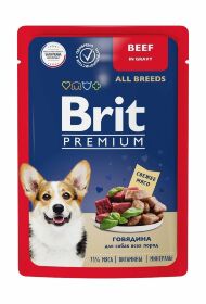 Brit - Пауч для взрослых собак всех пород, С Говядиной, в соусе, 85 гр