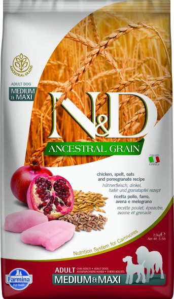 Farmina Ancestral Grain - Корм для собак средних и крупных пород, Курица с Гранатом
