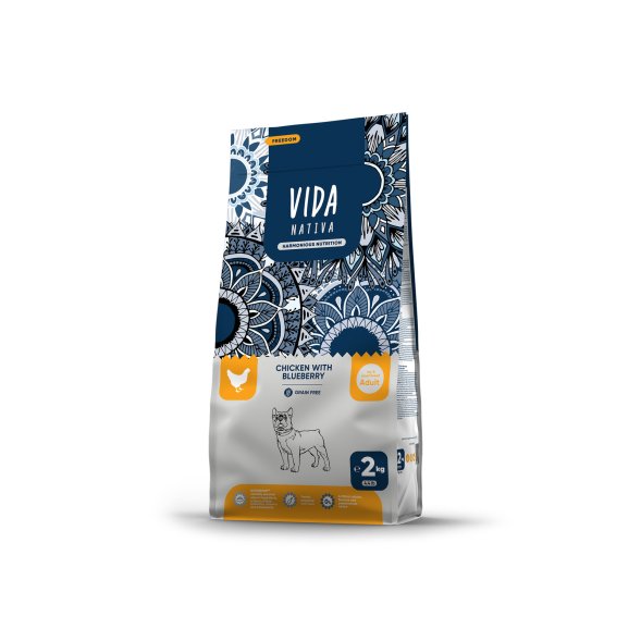 Vida Nativa - Сухой корм для взрослых собак мелких пород, с курицей и черникой