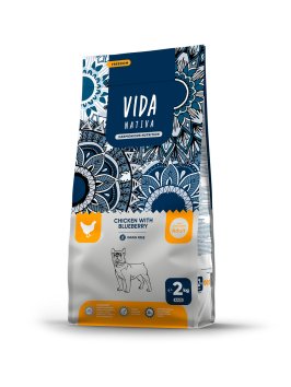 Vida Nativa - Сухой корм для взрослых собак мелких пород, с курицей и черникой