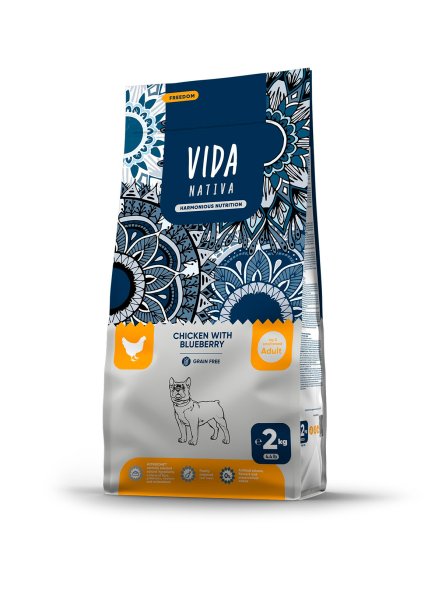 Vida Nativa - Сухой корм для взрослых собак мелких пород, с курицей и черникой