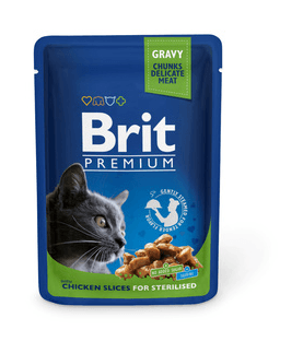 Brit - Паучи Premium Chicken Slice for Sterilized с курицей для стерилизованных кошек, 100гр