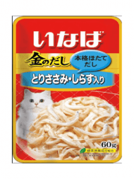INABA KINNODASHI - Консервы для кошек, Куриное филе с Мальками Ширасу,60 гр