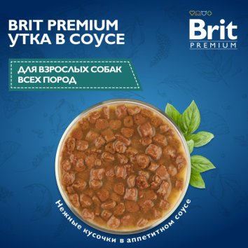 Brit - Пауч для взрослых собак всех пород, С Уткой в соусе, 85 гр