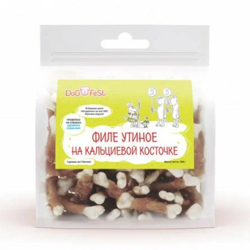Dog Fest - Лакомство для собак, утиное филе на кальциевой косточке, 500 г