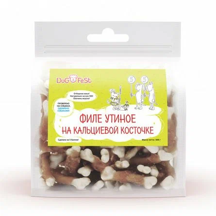 Dog Fest - Лакомство для собак, утиное филе на кальциевой косточке, 500 г