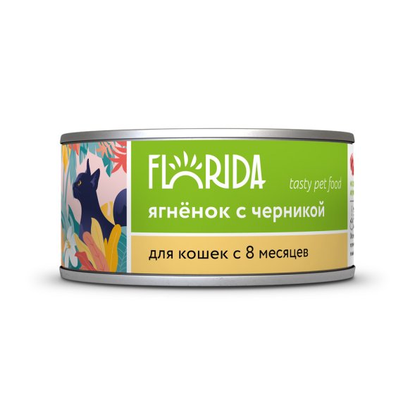 Florida - Консервы для кошек, Ягненок с Черникой, 100 гр
