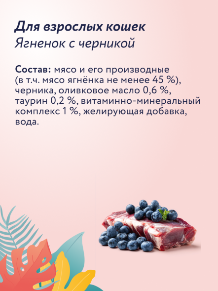 Florida - Консервы для кошек, Ягненок с Черникой, 100 гр