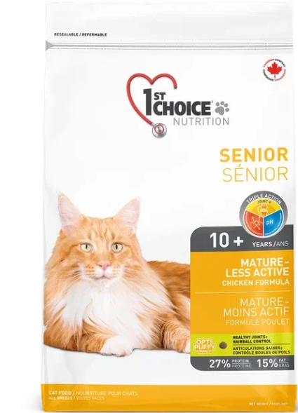 1st Choice Mature or Less Active - Сухой корм для пожилых кошек с цыпленком