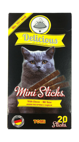 ToMi Delicious Mini Sticks - Мясные палочки для взрослых кошек (с сыром), 20х2 гр