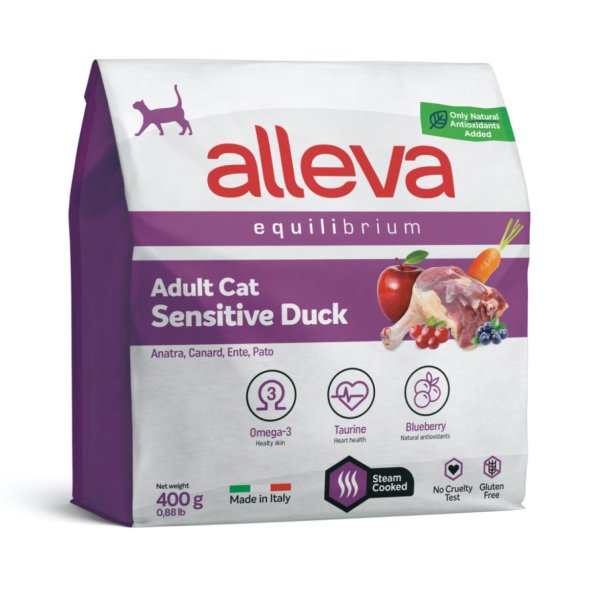 Alleva Equilibrium Sensitive - Сухой корм для взрослых кошек, при чувствительном пищеварении, Утка с Рисом