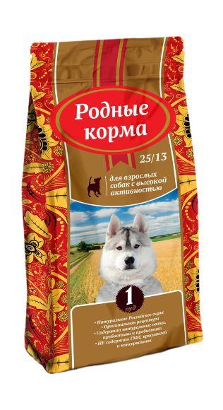 Родные корма - Сухой корм для взрослых собак с высокой активностью 16,38 кг