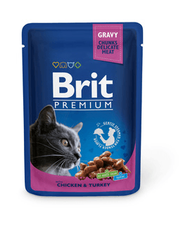 Brit - Паучи Premium для кошек Chicken & Turkey с курицей и индейкой, 100гр