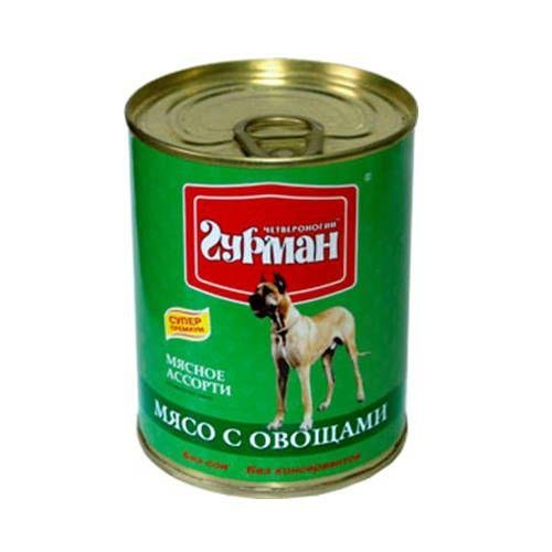 Четвероногий Гурман - Мясное ассорти для собак с мясом и овощами 340 гр