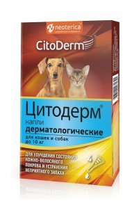 CitoDerm - Капли дерматологические для кошек и собак до 10 кг, 4х1мл