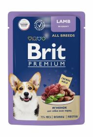 Brit - Пауч для взрослых собак всех пород, С Ягненком в соусе, 85 гр
