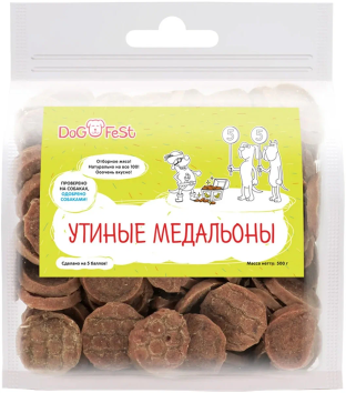 Dog Fest - Лакомство для собак, утиные медальоны, 500 г