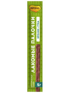 Мнямс - Лакомство, лакомые палочки для кошек с уткой и кроликом, 10х5 г, 13,5 см  