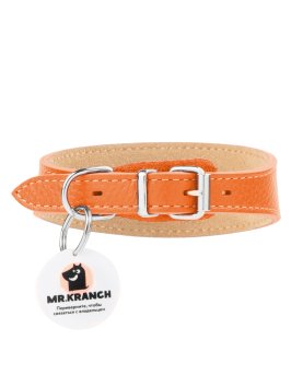 Mr. Kranch - Ошейник-селедка - для собак из натуральной кожи с QR-адресником, 24-30 см