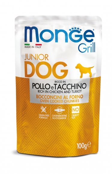 Monge Dog Grill Puppy&Junior - Паучи для щенков, курица с индейкой 100гр