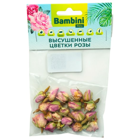 Bambini Pets - лакомство высушенные цветы розы для грызунов и кроликов, 10 г
