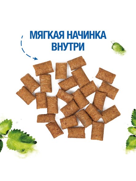 Monge Gift Dental - Лакомство для кошек &amp;quot;Хрустящие подушечки с начинкой&amp;quot; с кроликом и перечной мятой для чистки зубов 60 г