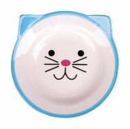 Mr.Kranch - Миска керамическая для кошек Мордочка кошки 150 мл голубая