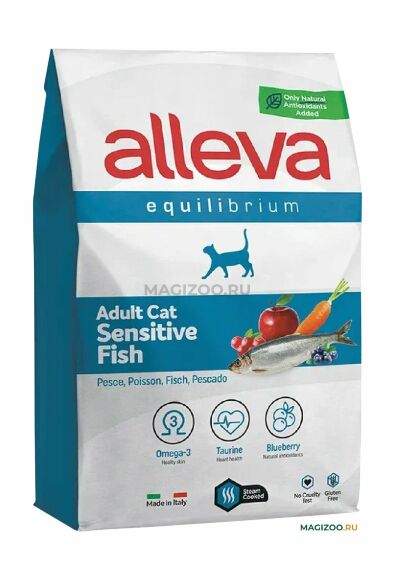 Alleva Equilibrium Sensitive - Сухой корм для взрослых кошек, при чувствительном пищеварении, рыба с рисом 10 кг