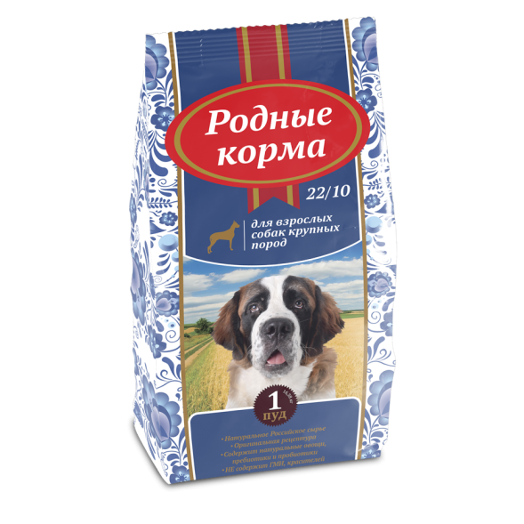 Родные корма - Сухой корм для взрослых собак с крупных пород